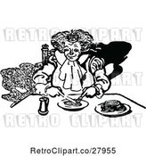 Vector Clip Art of Retro Guy Eating by Prawny Vintage