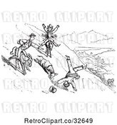 Vector Clip Art of Retro Guy Falling off a Donkey in 1 by Picsburg
