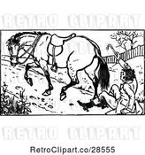 Vector Clip Art of Retro Guy Falling off of a Horse by Prawny Vintage