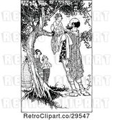 Vector Clip Art of Retro Guy Getting a Boy out of a Tree by Prawny Vintage