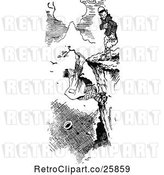 Vector Clip Art of Retro Guy Hanging from a Cliff by Prawny Vintage