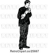 Vector Clip Art of Retro Guy Holding a Newspaper by Prawny Vintage