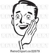 Vector Clip Art of Retro Guy Holding His Hand Around His Mouth by BestVector