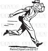 Vector Clip Art of Retro Guy Holding onto His Hat While Running by BestVector