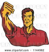 Vector Clip Art of Retro Guy Holding up a Fist by Patrimonio