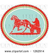 Vector Clip Art of Retro Guy Horse Harness Racing in an Oval by Patrimonio