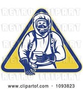 Vector Clip Art of Retro Guy in a Chemical Hazard Suit by Patrimonio