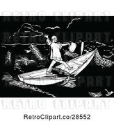 Vector Clip Art of Retro Guy in a Split Boat by Prawny Vintage