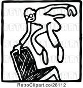 Vector Clip Art of Retro Guy Jumping a Chair Icon by Prawny Vintage