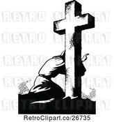Vector Clip Art of Retro Guy Kneeling at a Cross by Prawny Vintage