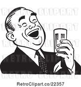 Vector Clip Art of Retro Guy Laughing and Holding a Beer by BestVector