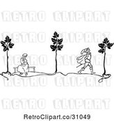 Vector Clip Art of Retro Guy Leaving a Lady by Prawny Vintage