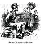 Vector Clip Art of Retro Guy Lecturing a Boy by Prawny Vintage