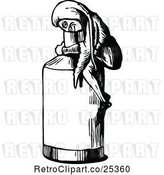 Vector Clip Art of Retro Guy Looking in a Bottle by Prawny Vintage