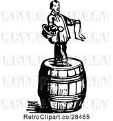 Vector Clip Art of Retro Guy on a Barrel Selling Stockings by Prawny Vintage