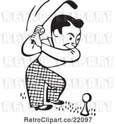 Vector Clip Art of Retro Guy on a Golf Course by BestVector
