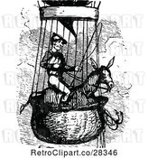 Vector Clip Art of Retro Guy on a Horse in a Hot Air Balloon by Prawny Vintage
