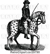Vector Clip Art of Retro Guy on a Spotted Horse by Prawny Vintage