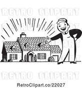 Vector Clip Art of Retro Guy Presenting a New Home by BestVector