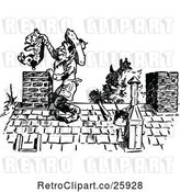 Vector Clip Art of Retro Guy Pulling a Dog from a Chimney by Prawny Vintage