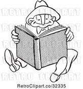 Vector Clip Art of Retro Guy Reading a Book by Picsburg