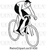 Vector Clip Art of Retro Guy Riding a Bicycle 2 by Prawny Vintage