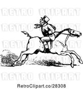 Vector Clip Art of Retro Guy Riding a Horse Backwards by Prawny Vintage