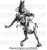 Vector Clip Art of Retro Guy Riding a Wild Horse by Prawny Vintage