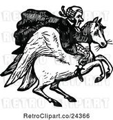 Vector Clip Art of Retro Guy Riding a Winged Horse by Prawny Vintage