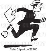 Vector Clip Art of Retro Guy Running with a Document by BestVector