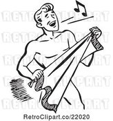 Vector Clip Art of Retro Guy Singing and Drying off with a Towel by BestVector