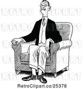 Vector Clip Art of Retro Guy Sitting in an Arm Chair by Prawny Vintage