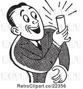Vector Clip Art of Retro Guy Smiling and Holding a Beer by BestVector