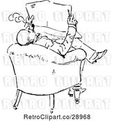 Vector Clip Art of Retro Guy Smoking and Reading by Prawny Vintage