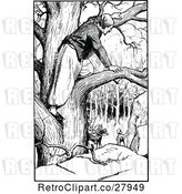 Vector Clip Art of Retro Guy Spying in a Tree by Prawny Vintage