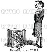 Vector Clip Art of Retro Guy Standing by Another in a Cage by Prawny Vintage