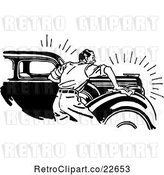 Vector Clip Art of Retro Guy Waxing a Car by BestVector