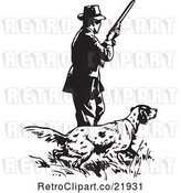 Vector Clip Art of Retro Guy with a Hunting Dog by BestVector