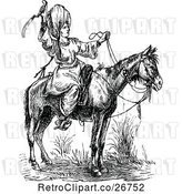 Vector Clip Art of Retro Guy with a Knife on Horseback by Prawny Vintage