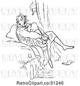 Vector Clip Art of Retro Guy Yawning and Climbing into Bed by Prawny Vintage