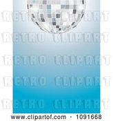 Vector Clip Art of Retro Half Silver Disco Ball over a Gradient Blue Background by Maria Bell