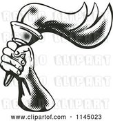Vector Clip Art of Retro Halftone Hand Holding a Flaming Torch by Patrimonio
