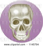 Vector Clip Art of Retro Halftone Skull over Purple by Patrimonio