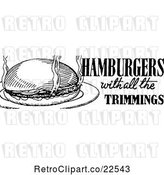 Vector Clip Art of Retro Hamburger with All the Trimmings Menu Design by BestVector