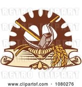 Vector Clip Art of Retro Hammer Sickle Gear Cog and Wheat Logo by Patrimonio
