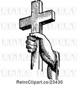 Vector Clip Art of Retro Hand Holding a Cross by Prawny Vintage