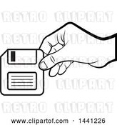 Vector Clip Art of Retro Hand Holding a Floppy Disk by Lal Perera