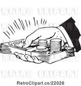 Vector Clip Art of Retro Hand Holding Cash and Coins by BestVector