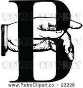Vector Clip Art of Retro Hand Holding the Letter B by Prawny Vintage