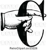 Vector Clip Art of Retro Hand Holding the Letter C by Prawny Vintage